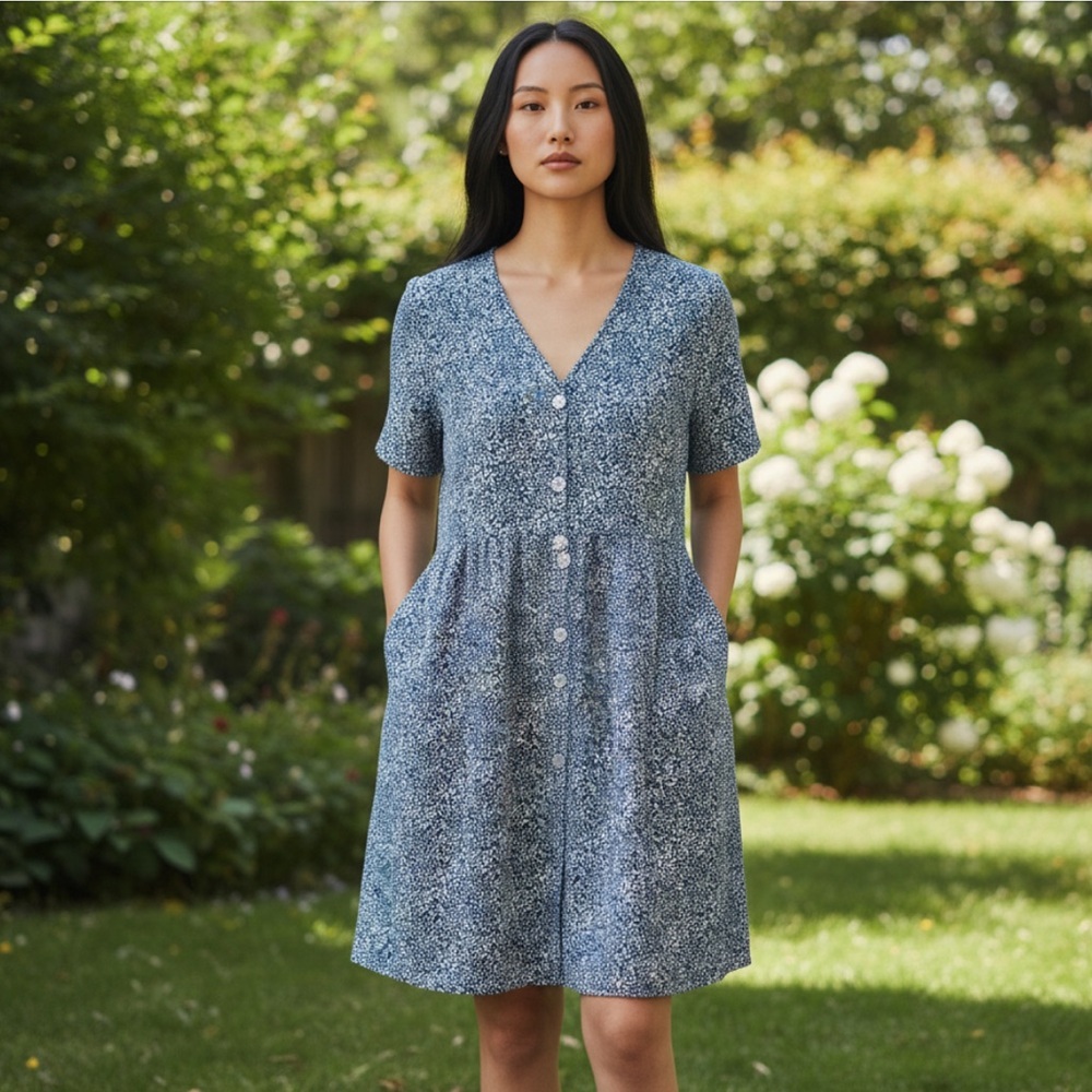 Blue/White Confetti BoHo Dress | SIZE S